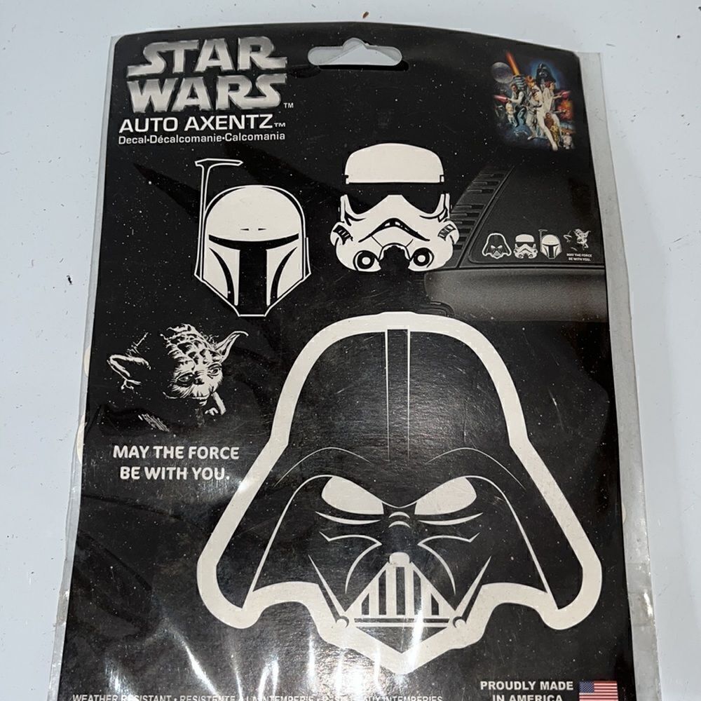 Set 4 White Star Wars Mandalorian Yoda Auto stickers decals back car truck van